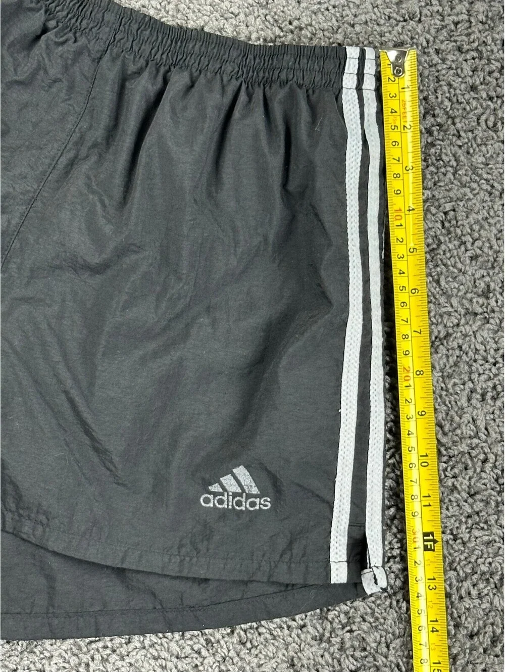 Vintage Y2K Adidas Running Shorts Mens Black 3 Stripe Nylon Lined Sz M